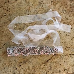 David’s Bridal pink crystal tie belt.